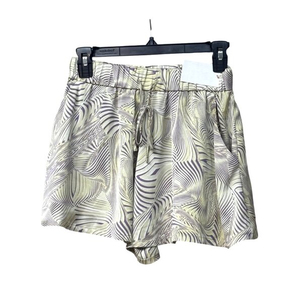 Open Edit Women’s Printed Drawstring Waist Flowy Shorts, Cream/Beige/Purple - Picture 10 of 11